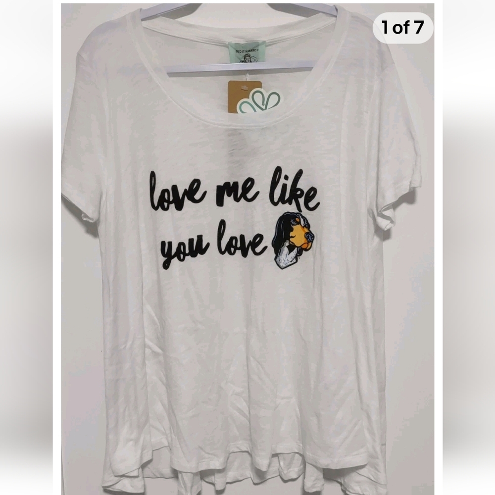 Judith March Women's Top Blouse Oversized Large Love Me Like You Love 🐕 Dog